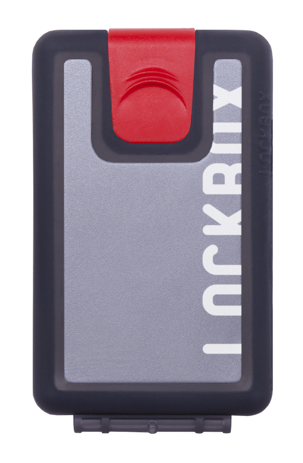 Lockbox Transp Grey Silver plata clip rojo