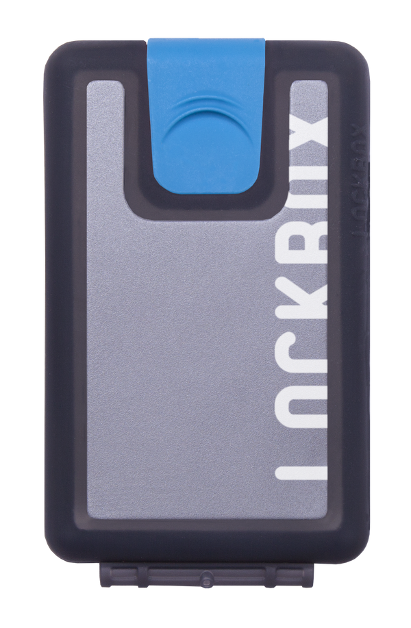 Lockbox Transp Grey Silver plata clip azul