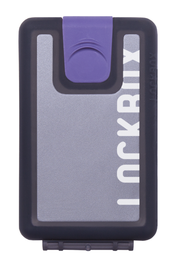 Lockbox Transp Grey Silver plata clip lila
