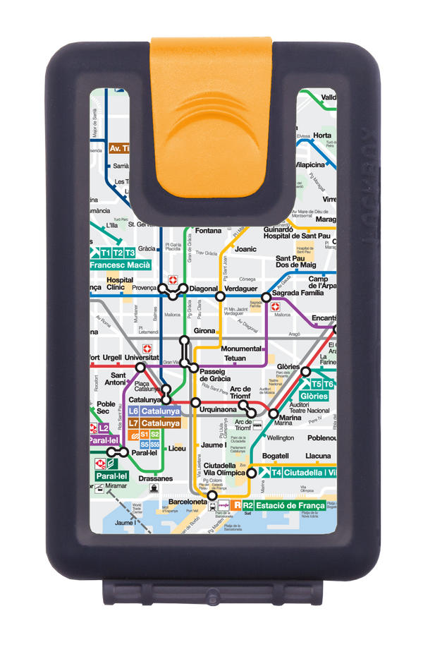 Lockbox Metro Barcelona. Clip cierre naranja.